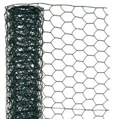 NATURE Maille hexagonale en acier galvanisé plastifié vert - Ø 13 mm - 1x5 m