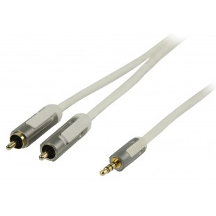 Câble audio stéréo 3,5 mm mâle - 2x RCA mâle 2,00 m blanc