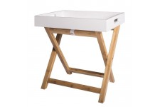EASY Table d'appoint avec plateau amovible - Blanc - L 40 x P 30 x H 42 cm