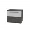 Chevet 2 tiroirs - Blanc et béton gris foncé - L 50,1 x P 34,7 x H 44,7 cm - JULIETTA
