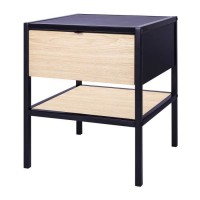 MINSK Table d'appoint 1 tiroir - Imitation bois - L 45 x P 45 x H 50 cm
