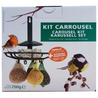 AIME Kit carrousel mangeoire et nourriture - 17,5 x 17,5 x 17,5 cm - Pour oiseaux du ciel