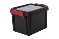 IRIS OHYAMA Lot de 4 boîtes de rangement empilables avec couvercle - Multi Box - MBX-2 - Noir, rouge et transparent - 2 L