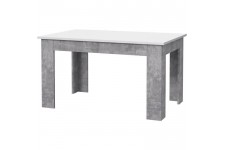 PILVI Table a manger - Blanc et béton gris clair - L 140 x I90 x H 75 cm