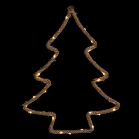 FEERIC LIGHTS & CHRISTMAS Décoration électrique Sapin en corde - 30 Leds - H 61 cm
