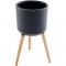 Pot de fibre de ciment avec MDF pieds en bois - 38 x 38 x 32,5 cm - Pieds: 36 cm - Gris