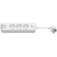 Bloc multiprise 3 prises avec interrupteur et 2 ports USB