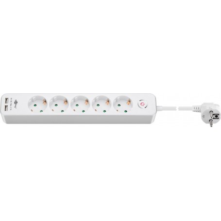 Bloc multiprise 5 prises avec interrupteur et 2 ports USB