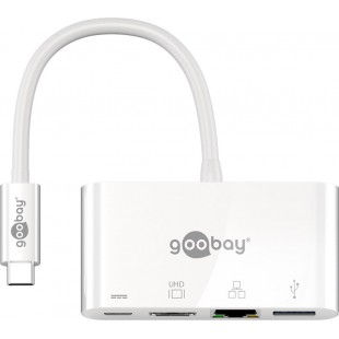 Adaptateur USB-C™ multiport HDMI+Ethernet, alimentation électrique, blanc
