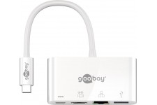 Adaptateur USB-C™ multiport HDMI+Ethernet, alimentation électrique, blanc