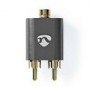 Adaptataeur audio stéréo | 2x RCA Male | 3.5 mm Femelle | Plaqué or | Droit | Aluminium | Gris bronze | 1 pièces | Sachet avec F