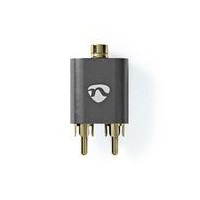 Adaptataeur audio stéréo | 2x RCA Male | 3.5 mm Femelle | Plaqué or | Droit | Aluminium | Gris bronze | 1 pièces | Sachet avec F