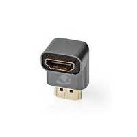 Adaptateur HDMI™ | HDMI Mâle / HDMI™ Connecteur | HDMI Femelle / Sortie HDMI ™ | Plaqué or | Coudé à 90° | Aluminium | Gris bron