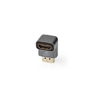 Adaptateur HDMI™ | HDMI Mâle / HDMI™ Connecteur | HDMI Femelle / Sortie HDMI ™ | Plaqué or | Coudé à 90° | Aluminium | Gris bron