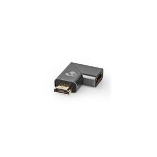 Adaptateur HDMI™ | HDMI Mâle / HDMI™ Connecteur | HDMI Femelle / Sortie HDMI ™ | Plaqué or | Coudé à droite | Aluminium | Gris b