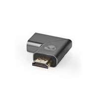 Adaptateur HDMI™ | HDMI Mâle / HDMI™ Connecteur | HDMI Femelle / Sortie HDMI ™ | Plaqué or | Coudé à gauche | Aluminium | Gris b