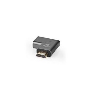 Adaptateur HDMI™ | HDMI Mâle / HDMI™ Connecteur | HDMI Femelle / Sortie HDMI ™ | Plaqué or | Coudé à gauche | Aluminium | Gris b