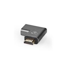 Adaptateur HDMI™ | HDMI Mâle / HDMI™ Connecteur | HDMI Femelle / Sortie HDMI ™ | Plaqué or | Coudé à gauche | Aluminium | Gris b