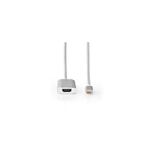 Adaptateur USB | USB 3.2 Gen 1 | USB Type-C™ Mâle | HDMI™ Femelle | 2.00 m | Rond | Plaqué or | Nylon / Tressé | Argent | Sachet