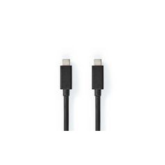 Câble USB | USB 3.2 Gen 2x2 | USB Type-C™ Mâle | USB Type-C™ Mâle | 20 Gbps | 100 W | Plaqué nickel | 1.00 m | Rond | PVC | Noir