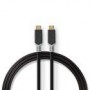 Câble USB | USB 3.2 Gen 2x2 | USB Type-C™ Mâle | USB Type-C™ Mâle | 20 Gbps | 100 W | Plaqué or | 2.00 m | Rond | PVC | Argent |
