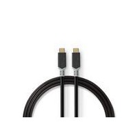 Câble USB | USB 3.2 Gen 2x2 | USB Type-C™ Mâle | USB Type-C™ Mâle | 20 Gbps | 100 W | Plaqué or | 2.00 m | Rond | PVC | Argent |