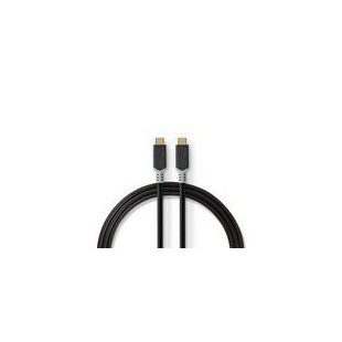 Câble USB | USB 3.2 Gen 2x2 | USB Type-C™ Mâle | USB Type-C™ Mâle | 20 Gbps | 100 W | Plaqué or | 2.00 m | Rond | PVC | Argent |