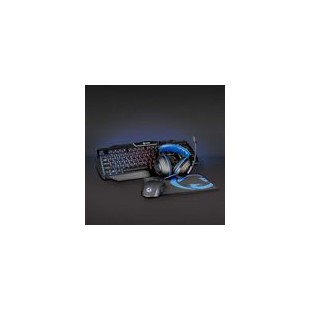 Combo de jeu kit | 4-en-1 | Clavier, casque, souris et tapis de souris | Bleu / Noir | QWERTY | Disposition Espagne