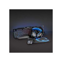 Combo de jeu kit | 4-en-1 | Clavier, casque, souris et tapis de souris | Bleu / Noir | QWERTY | Disposition Italie