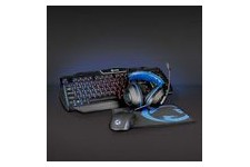 Combo de jeu kit | 4-en-1 | Clavier, casque, souris et tapis de souris | Bleu / Noir | QWERTY | Disposition Italie