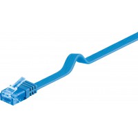 CAT 6A Câble de liaison plat, U/UTP, Bleu 0.5 m
