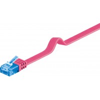CAT 6A Câble de liaison plat, U/UTP, Magenta 0.5 m