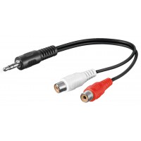 Câble adaptateur audio 3,5 mm  prise mâle vers prise femelle Cinch stéréo 0.2 m