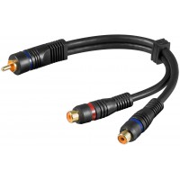 Câble adaptateur audio Y  1 x Cinch mâle stéréo vers 1 x Cinch femelle  OFC  blindage double 0.2 m