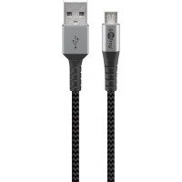 Micro USB vers USB-A câble textile avec des bouchons métalliques (Space gris / argent) 1 m 1 m