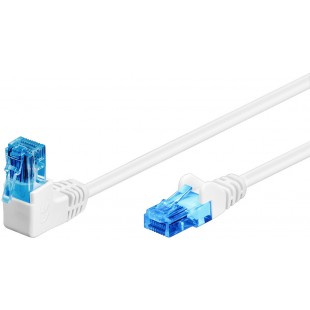 CAT 6A câble de liaison 1x 90° coudé, U/UTP, Blanc 1 m