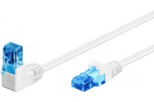 CAT 6A câble de liaison 1x 90° coudé, U/UTP, Blanc 1 m
