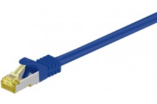 RJ45 Câble de liaison,CAT 6A S/FTP (PiMF) 500 MHz, avec CAT 7 câble brut, Bleu 2 m