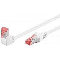 CAT 6 câble de liaison 1x 90° coudé, S/FTP (PiMF), Blanc 0.5 m