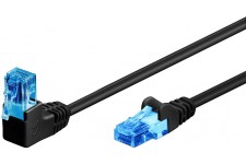 CAT 6A câble de liaison 1x 90° coudé, U/UTP, Noir 5 m