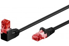 CAT 6 câble de liaison 1x 90° coudé, U/UTP, Noir 1 m
