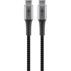 USB-C ™ pour USB-C ™ câble textile avec des bouchons métalliques (Space gris / argent) 1 m 1 m