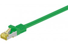 RJ45 Câble de liaison,CAT 6A S/FTP (PiMF) 500 MHz, avec CAT 7 câble brut, Vert 7.5 m