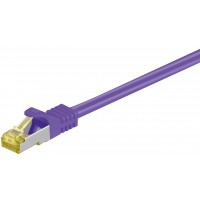 RJ45 Câble de liaison,CAT 6A S/FTP (PiMF) 500 MHz, avec CAT 7 câble brut, Violet 0.5 m