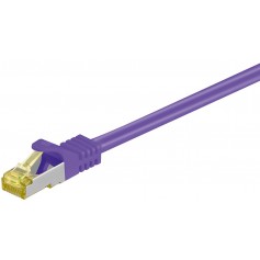 RJ45 Câble de liaison,CAT 6A S/FTP (PiMF) 500 MHz, avec CAT 7 câble brut, Violet 0.5 m