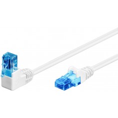 CAT 6A câble de liaison 1x 90° coudé, U/UTP, Blanc 10 m