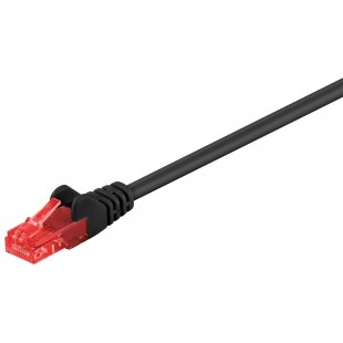 CAT 6 câble de liaison, U/UTP, Noir 0.25 m