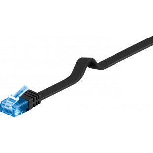 CAT 6A Câble de liaison plat, U/UTP, Noir 1 m