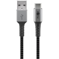USB-C ™ à l`USB-A câble textile avec des bouchons métalliques (Space gris / argent) 2 m 2 m