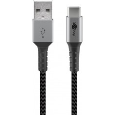 USB-C ™ à l'USB-A câble textile avec des bouchons métalliques (Space gris / argent) 2 m 2 m